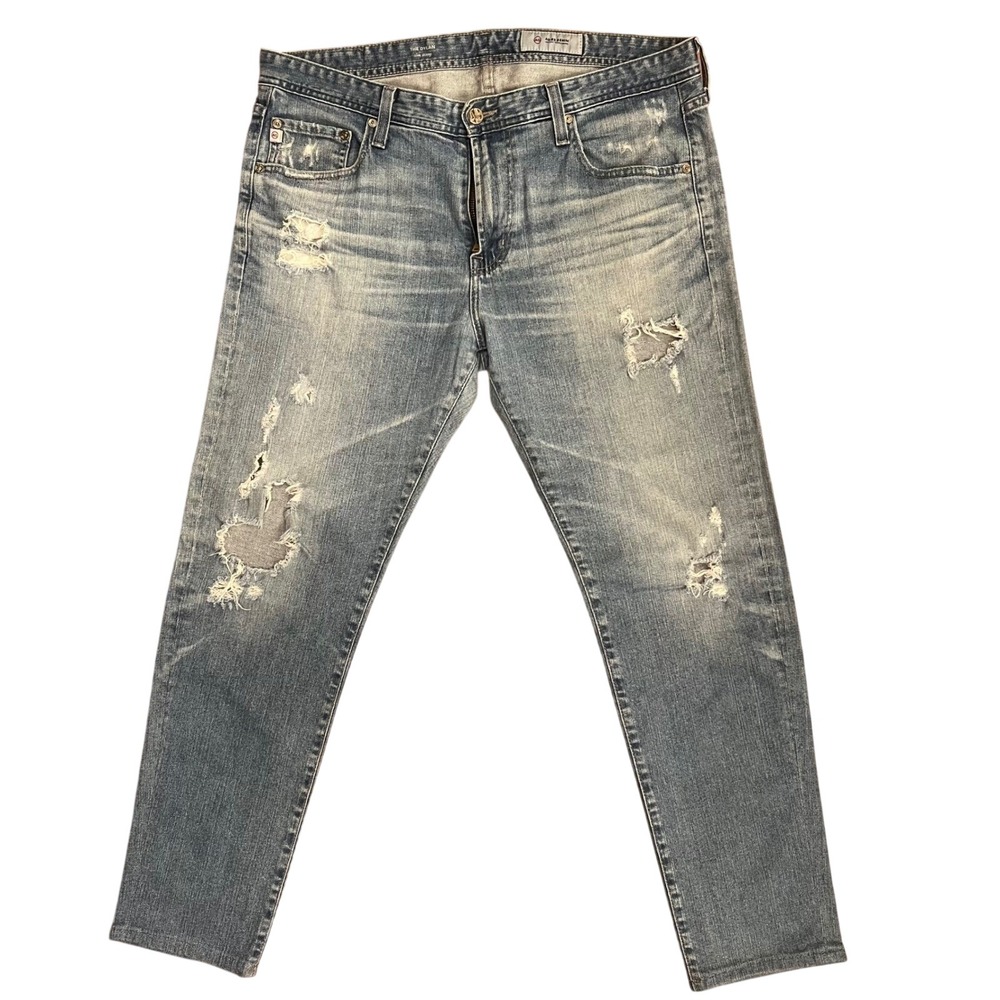 AG Adriano Goldschmied The Dylan Slim Skinny Mens 34x29 Blue Distressed Jeans